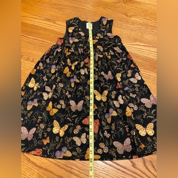 Easy Wear Butterfly Pattern Smock Vest Dress with Pockets - Picture 6 of 7